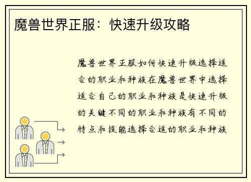 魔兽世界正服：快速升级攻略